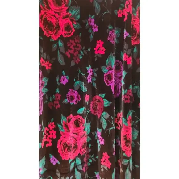 Blair Black Velvet Pink & Purple Roses Open Front Blazer Sz XL - Picture 6 of 6